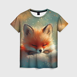 Женская футболка Лисенок спит на облаке