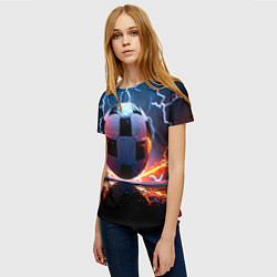 Футболка женская Футбольный мяч в молниях, цвет: 3D-принт — фото 2