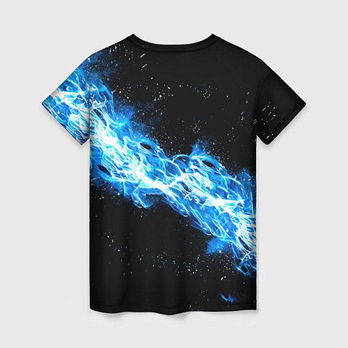 Женская футболка Футбольный мяч в синем пламени / 3D-принт – фото 2