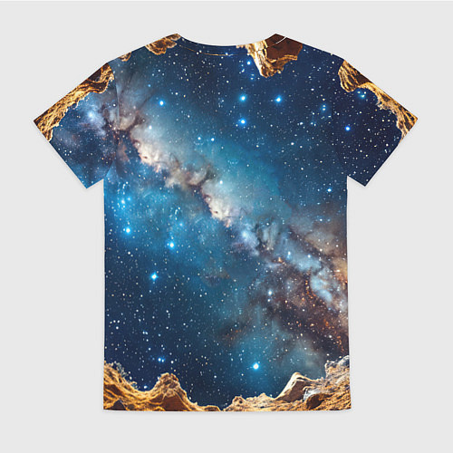 Женская футболка Футбольный мяч в космосе / 3D-принт – фото 2