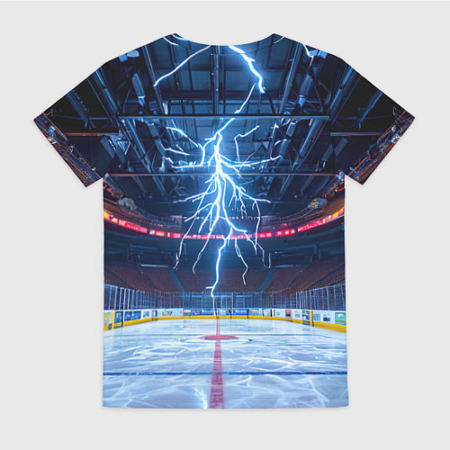 Женская футболка Удар молнии в хоккейную площадку / 3D-принт – фото 2