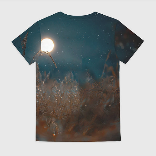Женская футболка Юрий Хой на фоне луны / 3D-принт – фото 2