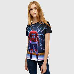 Футболка женская Хоккеист и молния, цвет: 3D-принт — фото 2