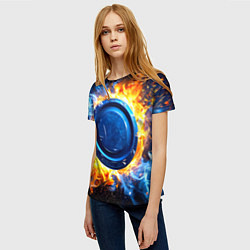 Футболка женская Шайба в синем пламени, цвет: 3D-принт — фото 2