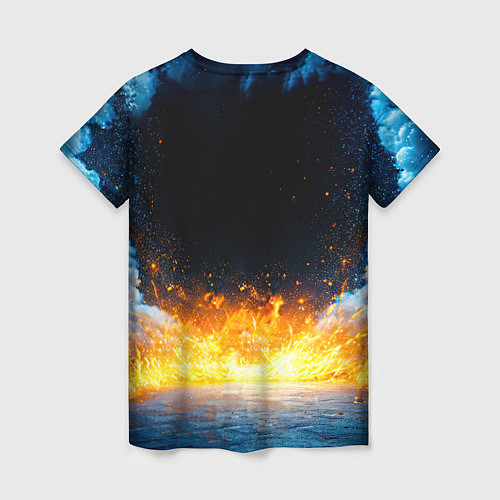 Женская футболка Айкидоист в огне и синий дым / 3D-принт – фото 2