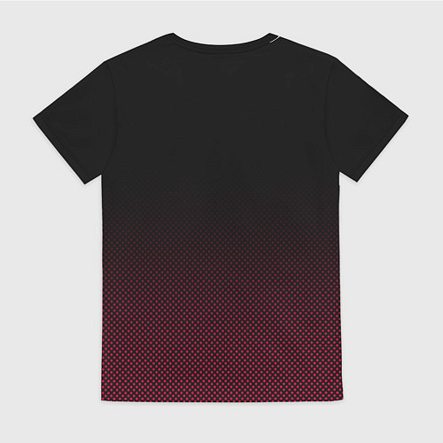 Женская футболка Sport чёрно-розовый текстурный градиент / 3D-принт – фото 2