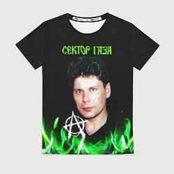 Женская футболка Сектор газа зеленый огонь