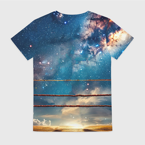 Женская футболка Тайский боксер в космосе / 3D-принт – фото 2