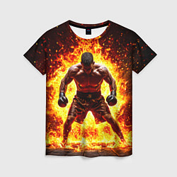 Женская футболка Боксер в огне