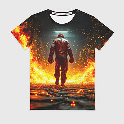 Женская футболка Боксер в огне