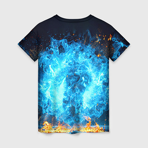 Женская футболка Дзюдоист в синем пламени / 3D-принт – фото 2