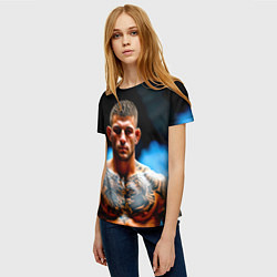 Футболка женская Дастин Порье в дыму, цвет: 3D-принт — фото 2