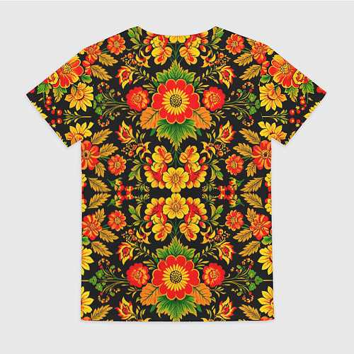Женская футболка Русская хохломская роспись / 3D-принт – фото 2
