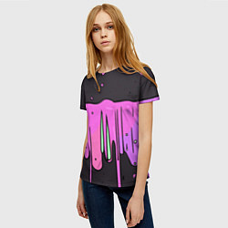 Футболка женская Фиолетовая текстура на черном фоне, цвет: 3D-принт — фото 2