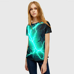 Футболка женская Color light blue black, цвет: 3D-принт — фото 2