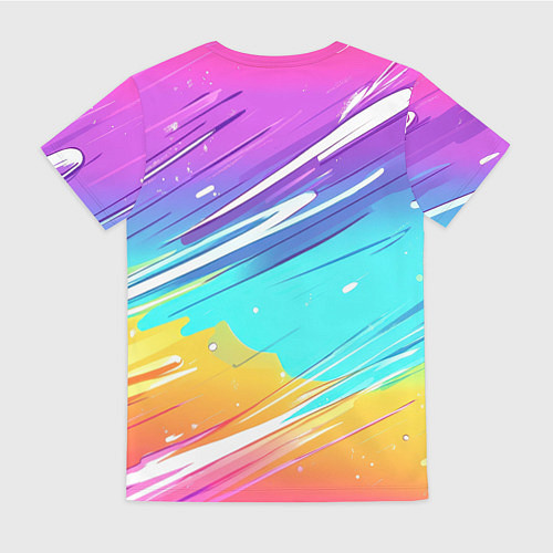 Женская футболка Inzoi кошечка на радужном фоне / 3D-принт – фото 2