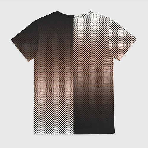 Женская футболка Чёрно-коричневый текстурный градиент пополам / 3D-принт – фото 2