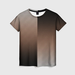 Женская футболка Чёрно-коричневый текстурный градиент пополам