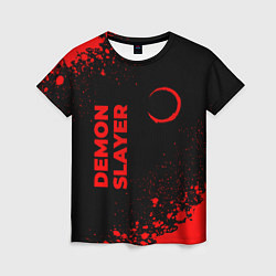 Женская футболка Demon Slayer - red gradient вертикально