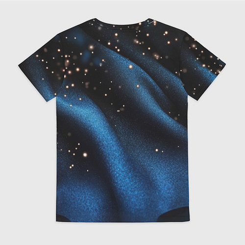 Женская футболка Синяя волнистая текстура на черном / 3D-принт – фото 2