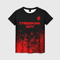 Женская футболка Cyberpunk 2077 - red gradient посередине