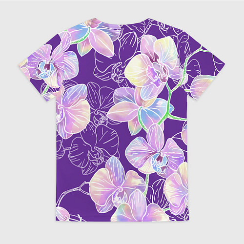 Женская футболка Японские акварельные орхидеи / 3D-принт – фото 2
