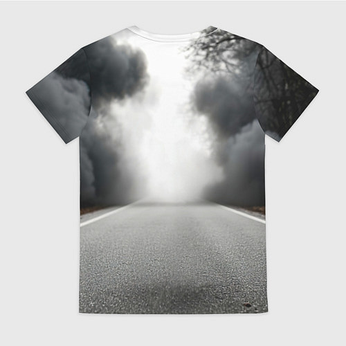 Женская футболка Шоссейный велосипед в черном дыму / 3D-принт – фото 2