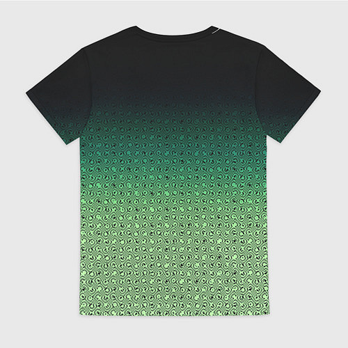 Женская футболка Чёрно-зелёный градиент с узором / 3D-принт – фото 2