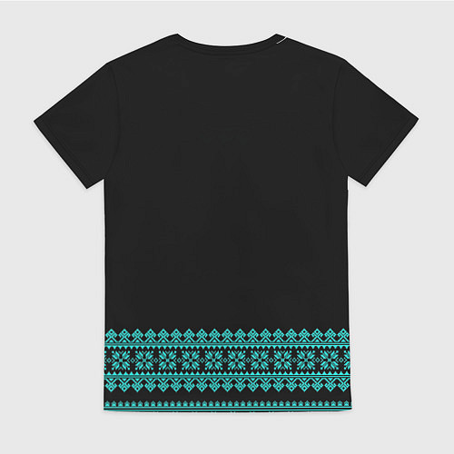 Женская футболка Славянские узоры и орнамент голубой - вышиванка ру / 3D-принт – фото 2