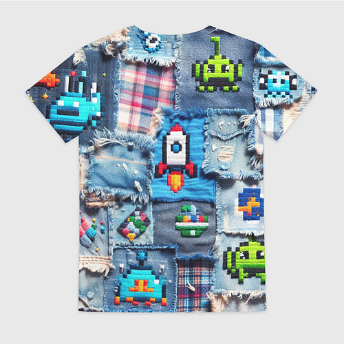 Женская футболка Пиксельная ракета / 3D-принт – фото 2