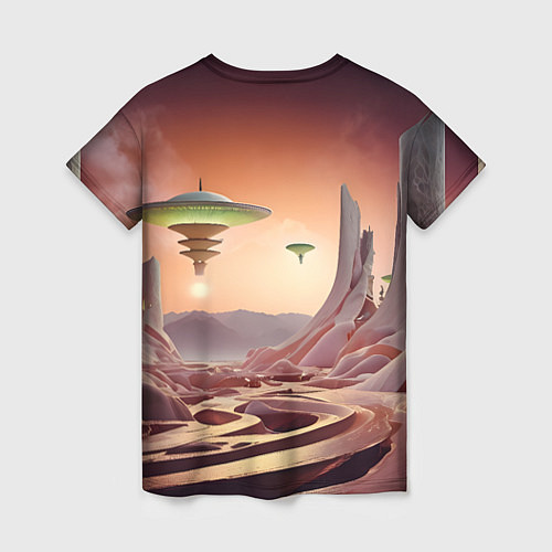 Женская футболка Фантастический инопланетный город / 3D-принт – фото 2
