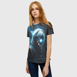 Футболка женская Скелет космонавта и полнолуние, цвет: 3D-принт — фото 2