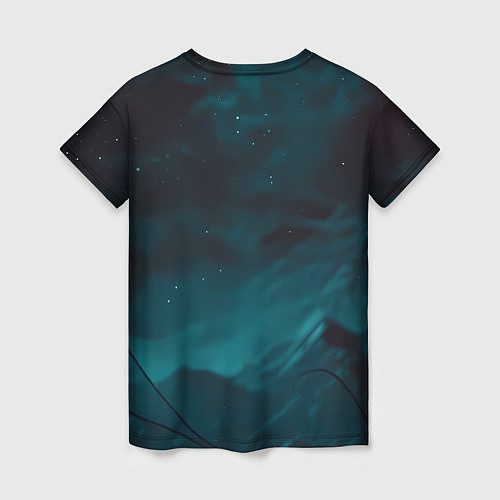 Женская футболка Череп космонавта красного цвета / 3D-принт – фото 2