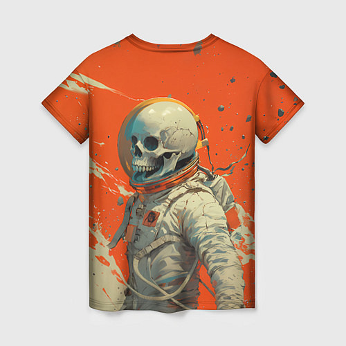 Женская футболка Скелет космонавт и краска на фоне / 3D-принт – фото 2