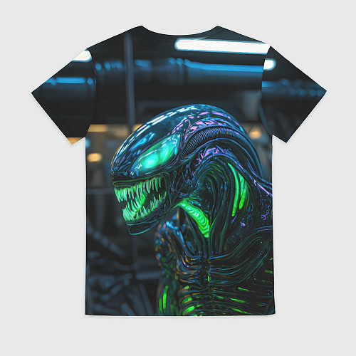 Женская футболка Чужой с зеленым неоном / 3D-принт – фото 2