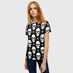 Футболка женская Черепной фон, цвет: 3D-принт — фото 2