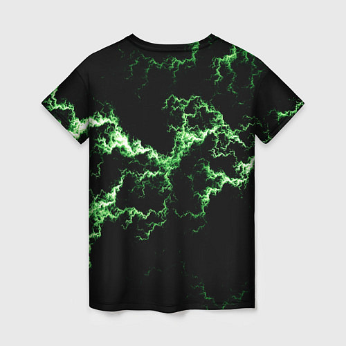 Женская футболка Lightning green glow / 3D-принт – фото 2