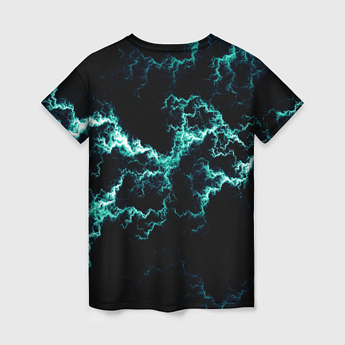 Женская футболка Lightning light blue glow / 3D-принт – фото 2