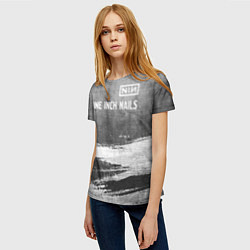 Футболка женская Nine Inch Nails - grey gradient посередине, цвет: 3D-принт — фото 2