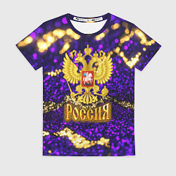 Женская футболка Россия - фиолетовая текстура