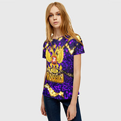 Футболка женская Россия - фиолетовая текстура, цвет: 3D-принт — фото 2