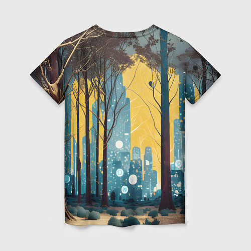 Женская футболка Дома и цифровой лес / 3D-принт – фото 2