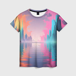 Футболка женская Город в розовом тумане, цвет: 3D-принт