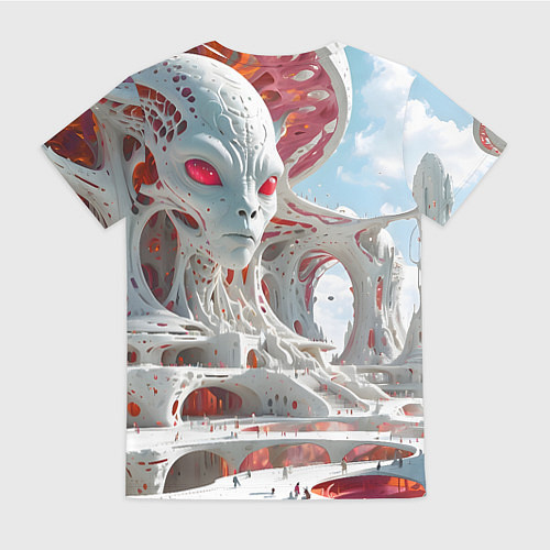 Женская футболка Инопланетный белый город / 3D-принт – фото 2
