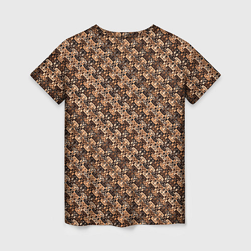 Женская футболка Тёмный коричневый полосы узоры / 3D-принт – фото 2