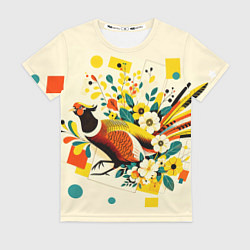 Женская футболка Абстракция фазан