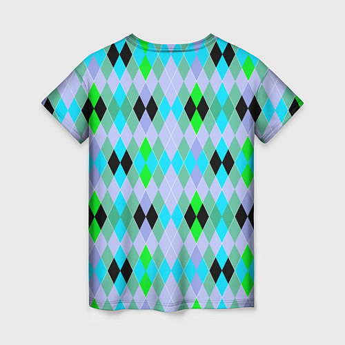 Женская футболка Геометрический узор с разноцветными ромбами / 3D-принт – фото 2