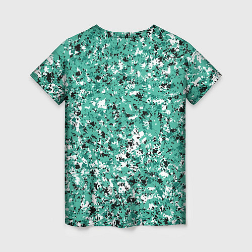 Женская футболка Бирюзовый с чёрно-белыми пятнами / 3D-принт – фото 2