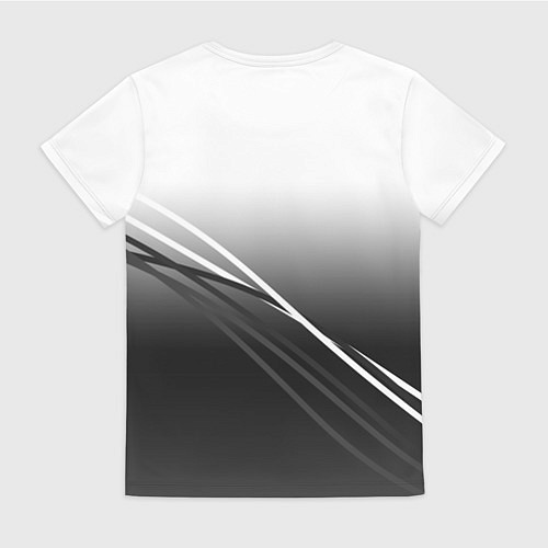 Женская футболка Sport градиент из белого в серый с полосами / 3D-принт – фото 2