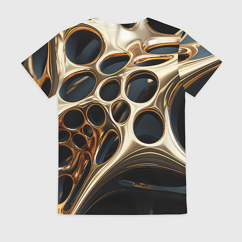 Женская футболка Черно-золотая абстракция / 3D-принт – фото 2